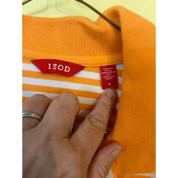 Mens orange/white izod polo size medium - Picture 2 of 3